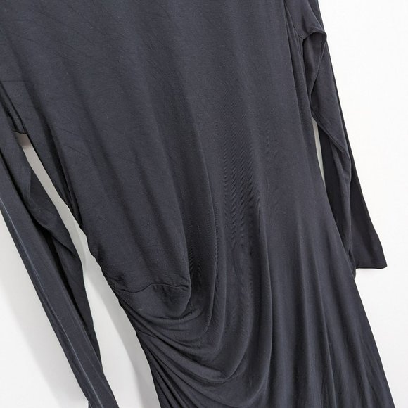 Soft Surroundings Darcey Dress XL Black Long Sleeve Lined Ruched Side Below Knee - Picture 6 of 13